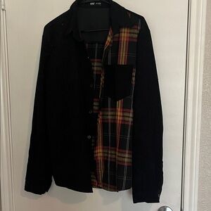 Romwe Plaid flannel Corduroy Long Sleeve size large